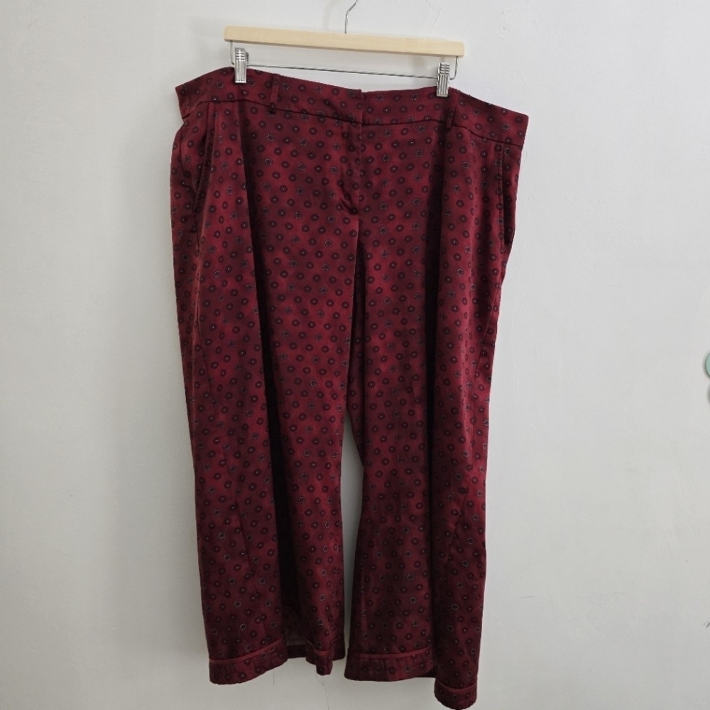 Lane Bryant Burgundy Red Printed Wide Leg Pants By Glamour X Size 22 - Picture 4 of 12